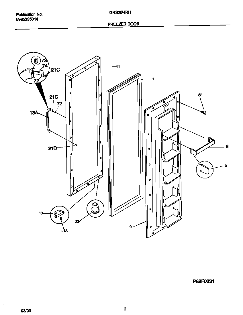 Gibson GRS20HRHD2 frzr door diagram
