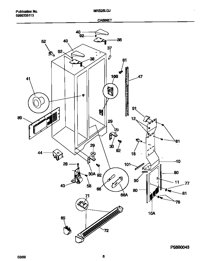 Universal/Multiflex (Frigidaire) MRS26LGJB0 cabinet diagram