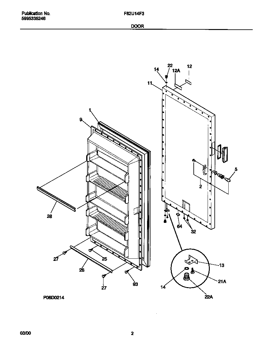 Frigidaire F82U14F3W0 door diagram