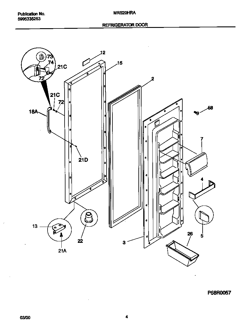 Universal/Multiflex (Frigidaire) MRS20HRADB refr door diagram