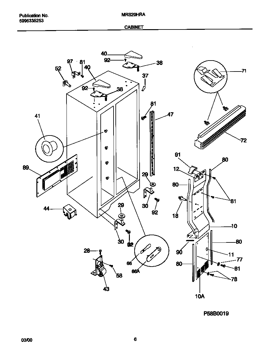 Universal/Multiflex (Frigidaire) MRS20HRADB cabinet diagram