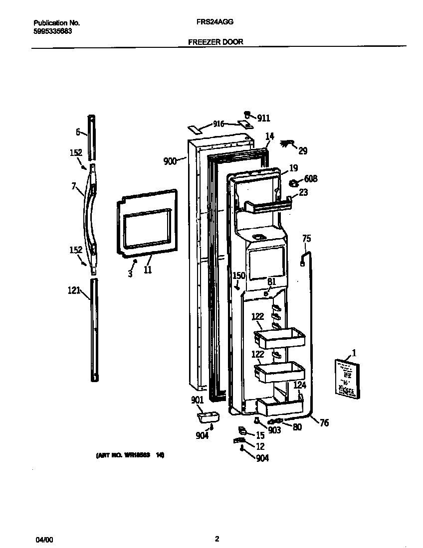 Frigidaire FRS24AGGW7 frzr door diagram