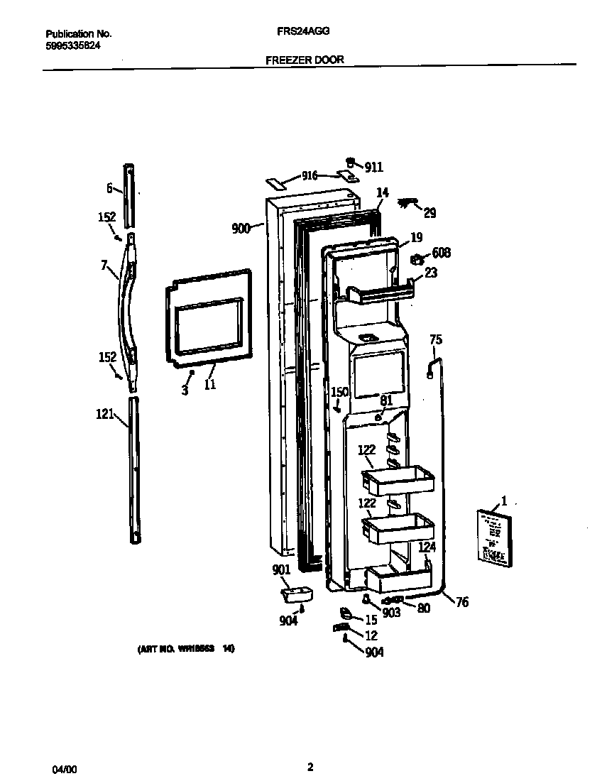 Frigidaire FRS24AGGW6 frzr door diagram