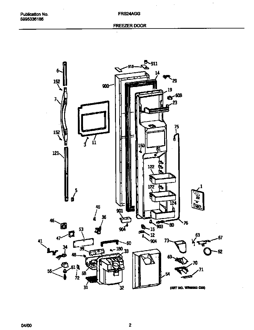 Frigidaire FRS24AGGW8 frzr door diagram