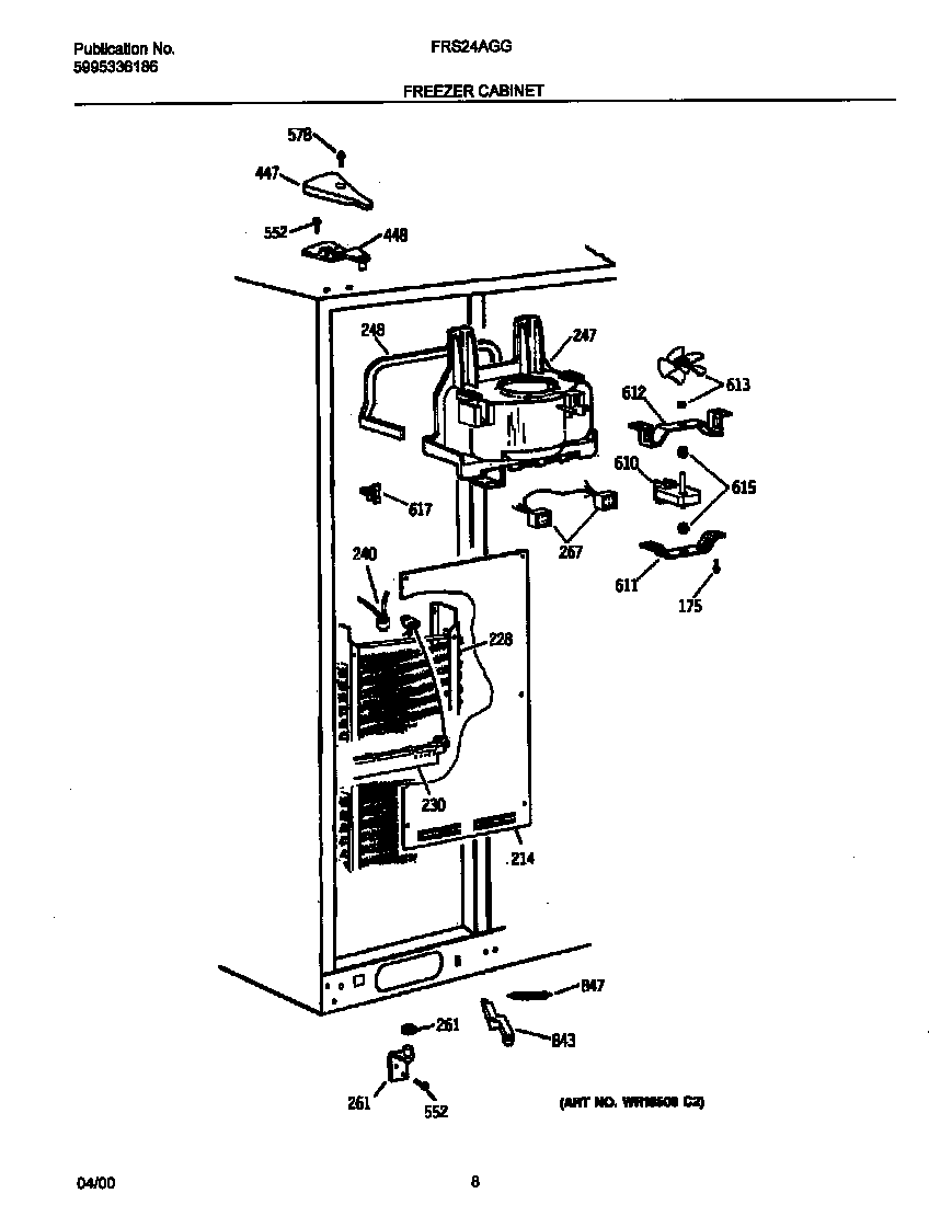 Frigidaire FRS24AGGW8 freezer cabinet diagram