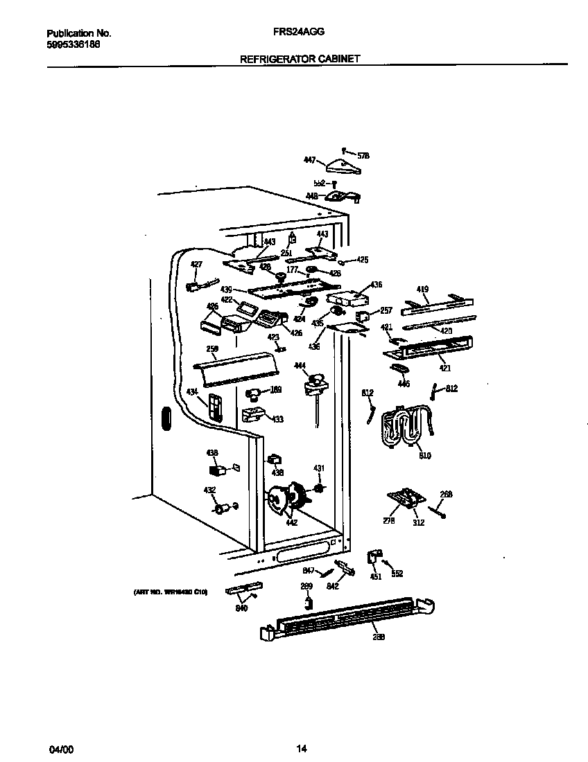 Frigidaire FRS24AGGW8 refrigerator cabinet diagram