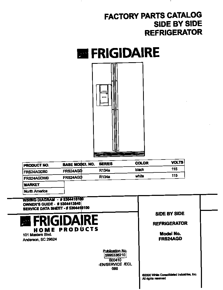 Frigidaire FRS24AGDB0 cover diagram