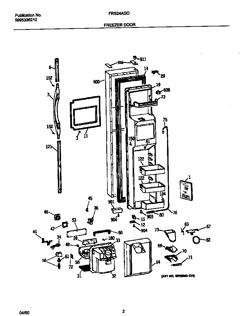 Frigidaire FRS24AGDB0 frzr door diagram