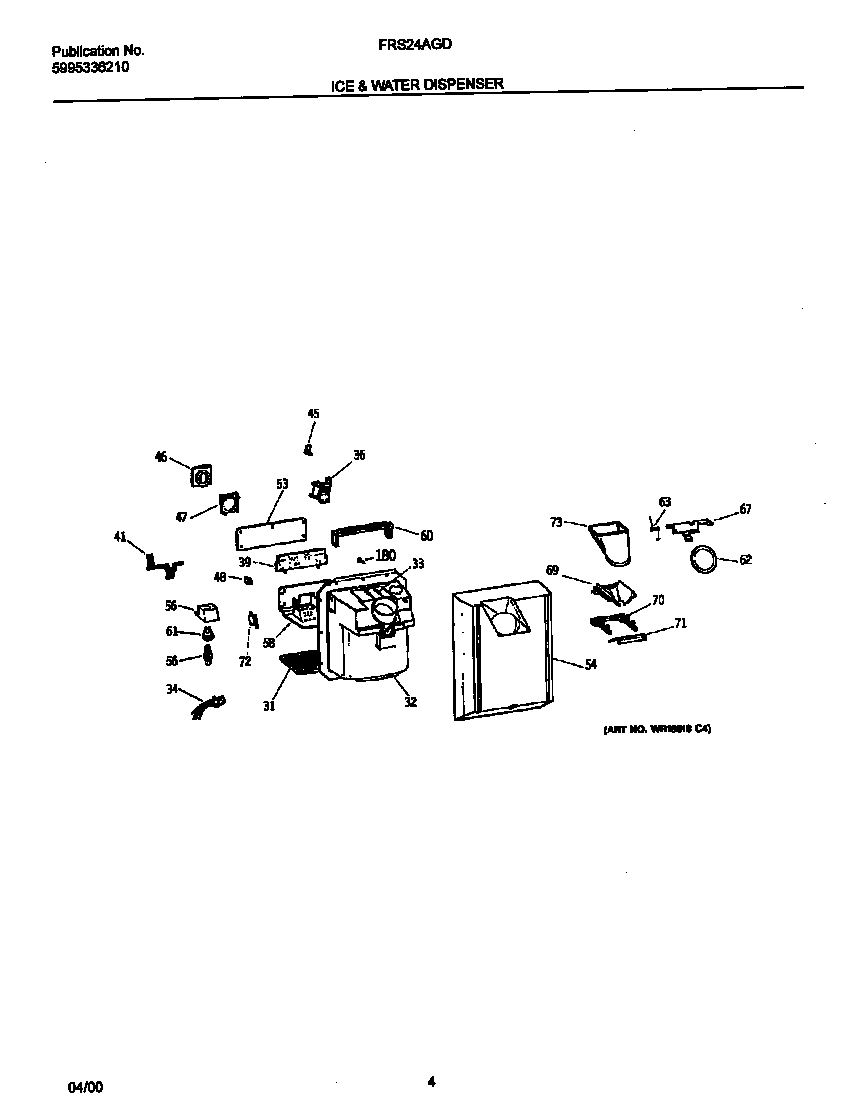 Frigidaire FRS24AGDB0 ice & water dispenser diagram