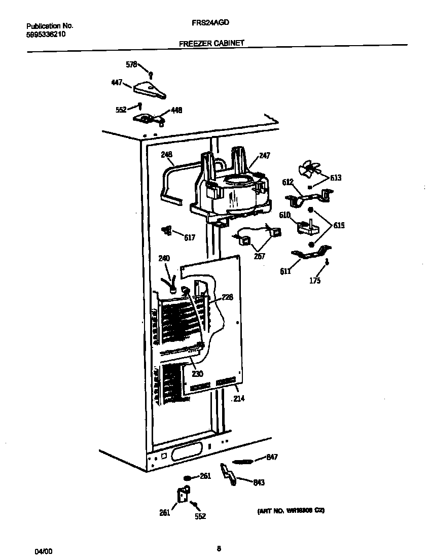Frigidaire FRS24AGDB0 freezer cabinet diagram