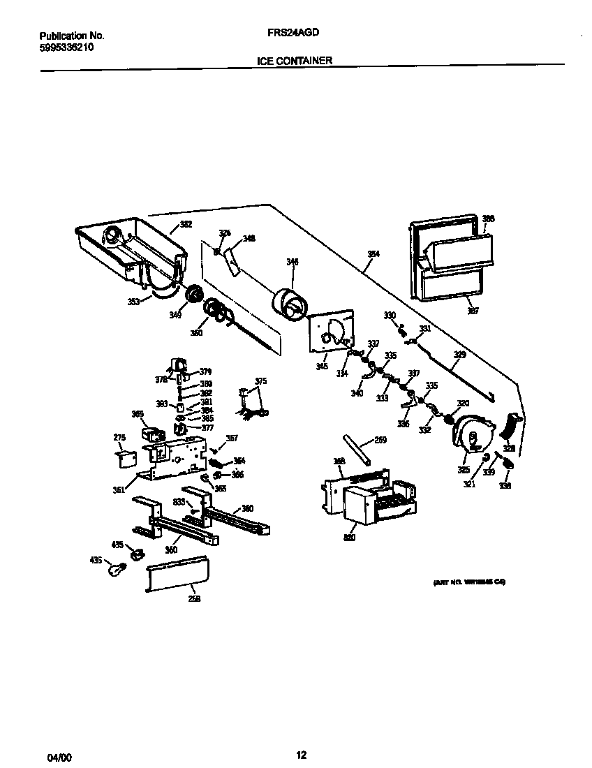 Frigidaire FRS24AGDB0 ice container diagram