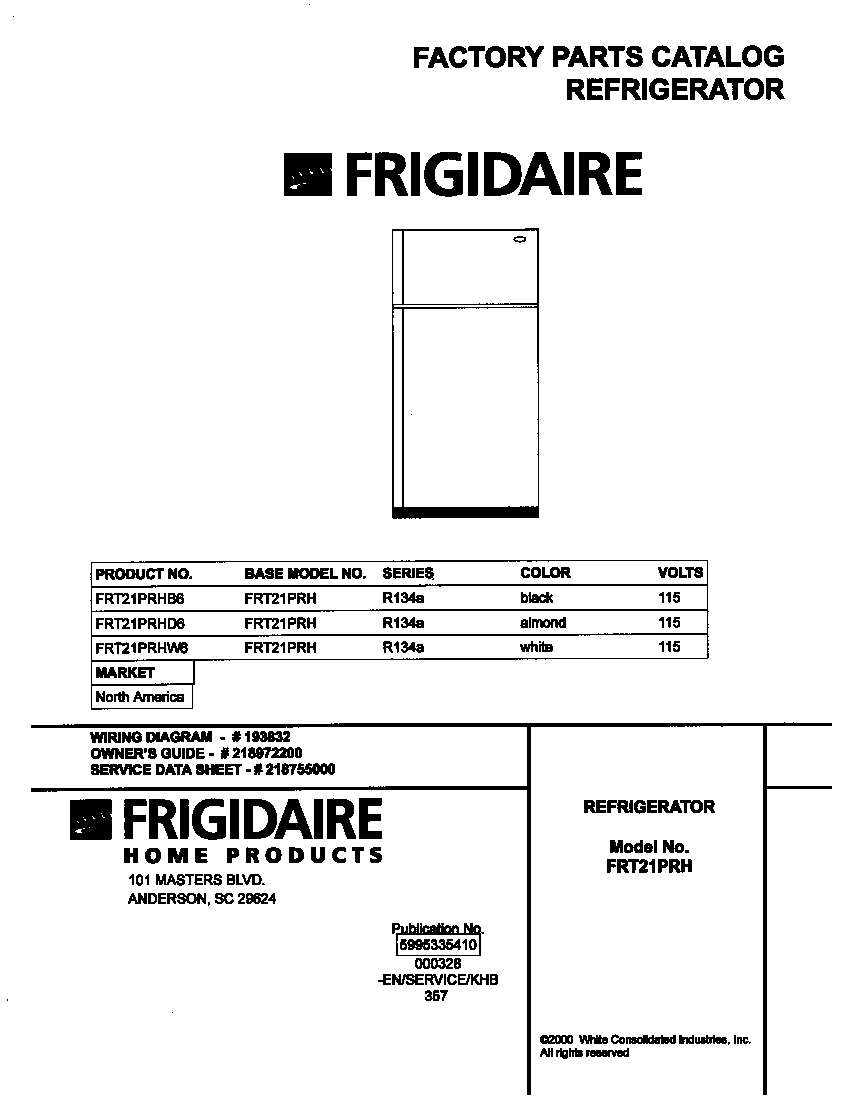 Frigidaire FRT21PRHW6 cover diagram