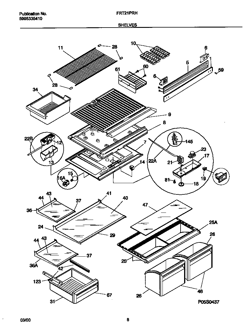 Frigidaire FRT21PRHW6 shelves diagram