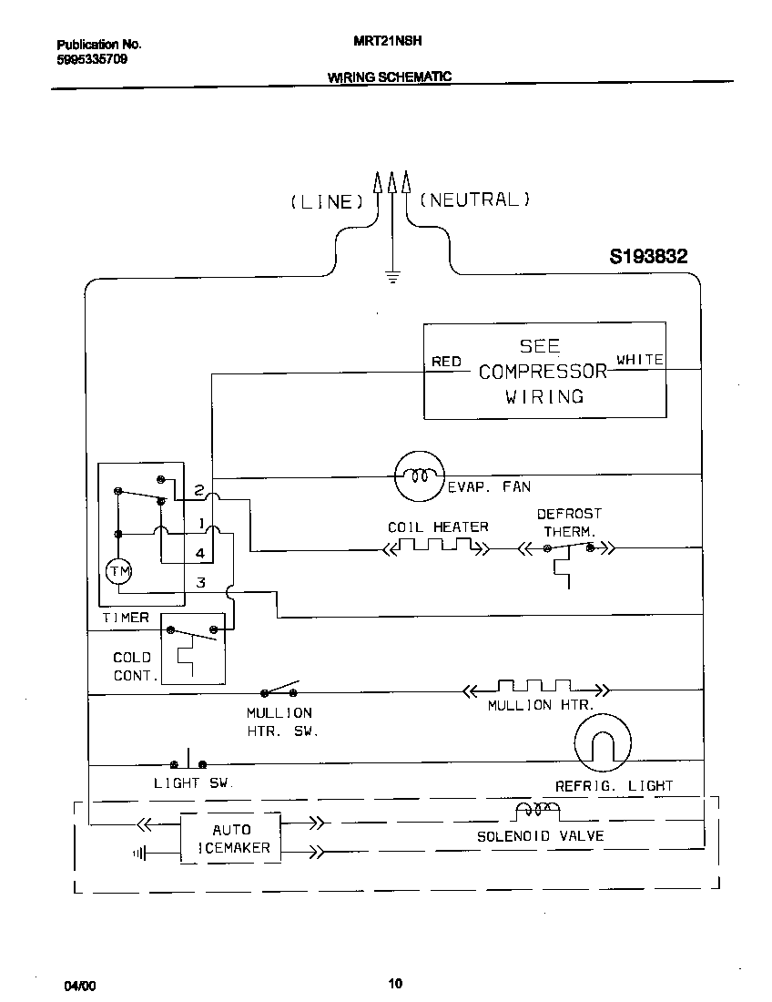 Universal/Multiflex (Frigidaire) MRT21NSHW2 wiring diagram diagram