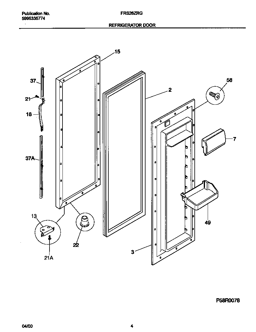Frigidaire FRS26ZRGWA ref door diagram