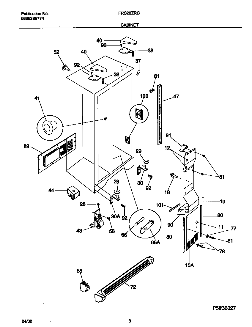 Frigidaire FRS26ZRGWA cabinet diagram