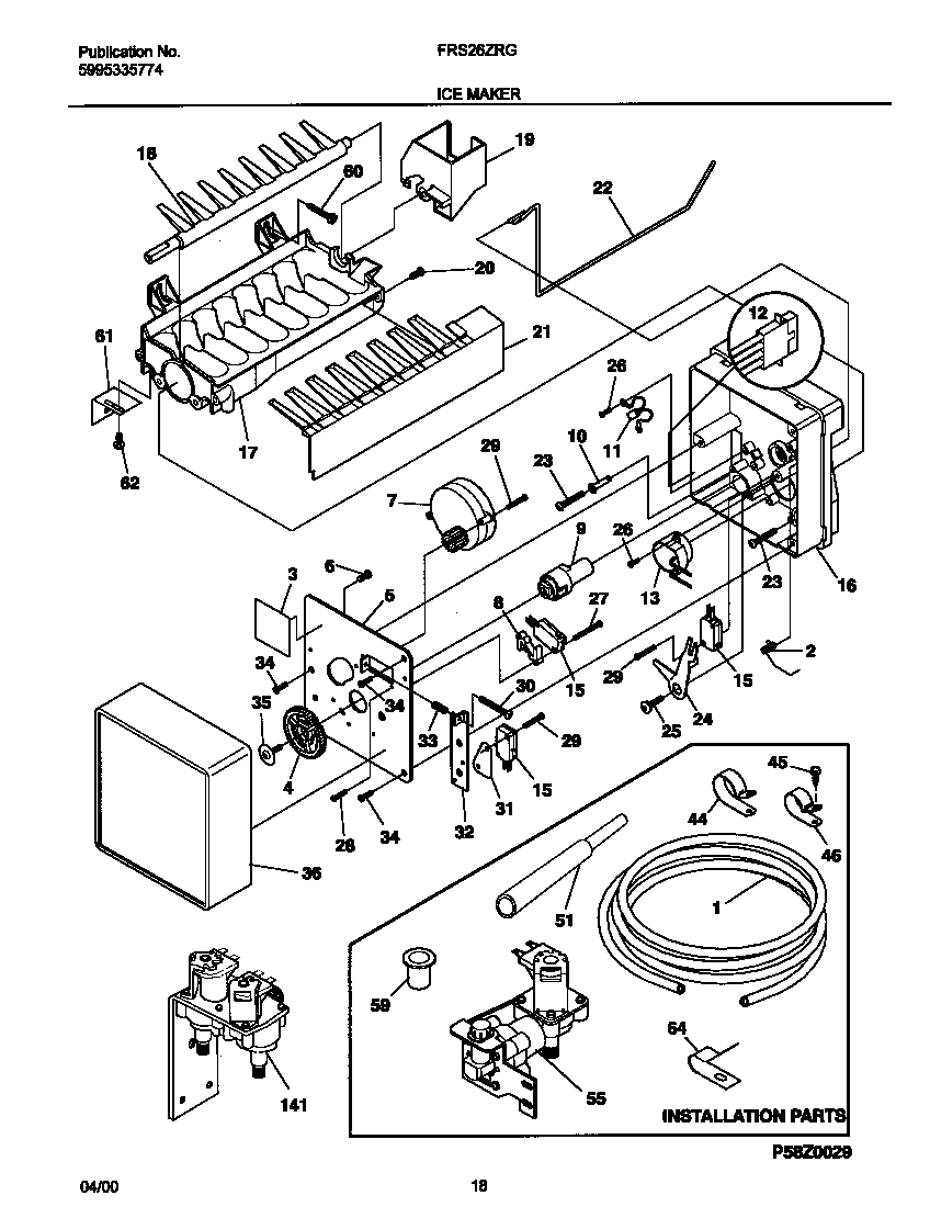 Frigidaire FRS26ZRGWA ice maker diagram