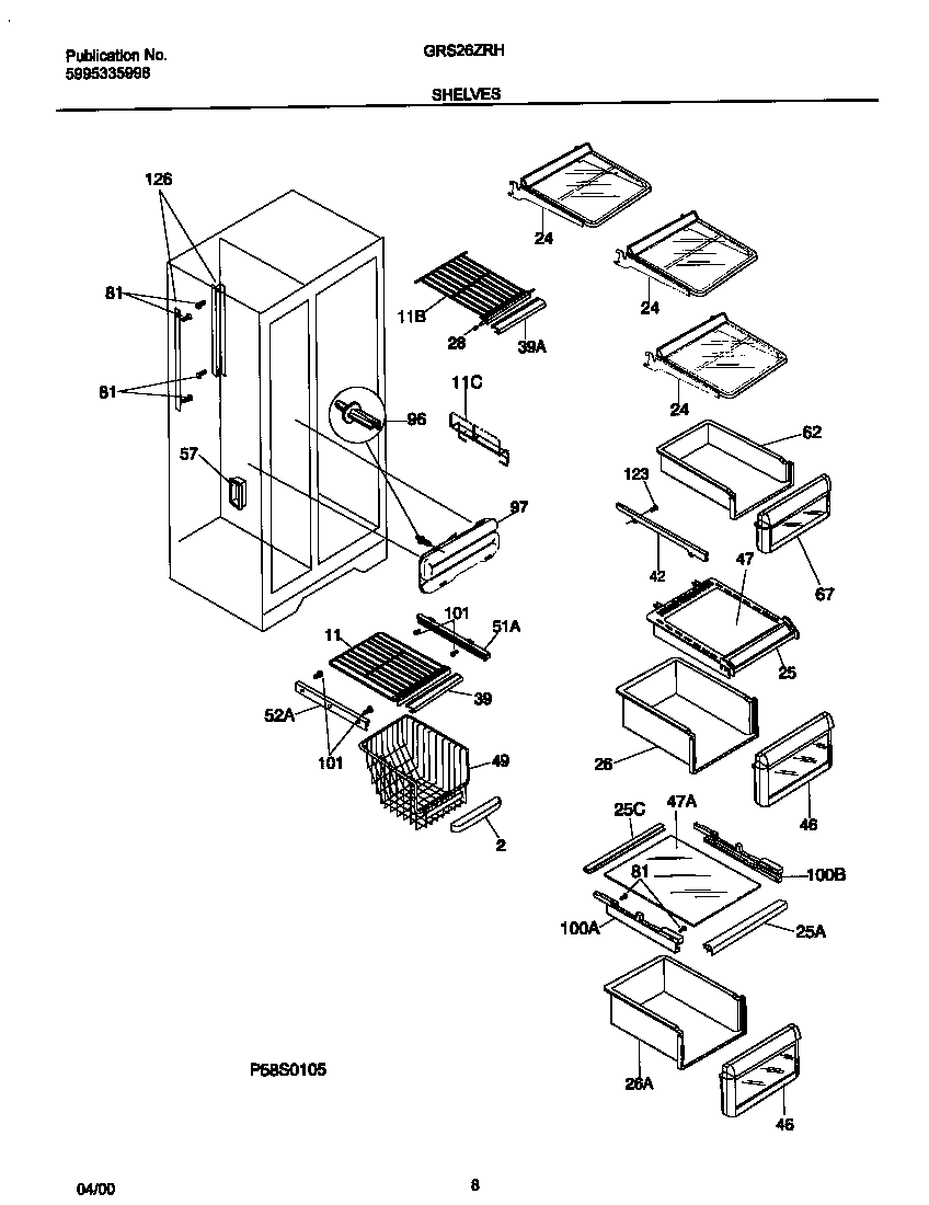 Gibson GRS26ZRHW3 shelves diagram
