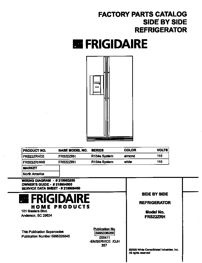Frigidaire FRS22ZRHD2 cover diagram