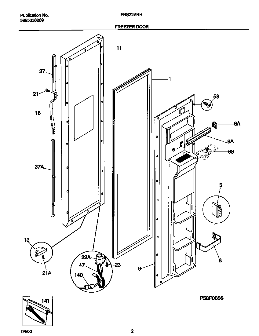 Frigidaire FRS22ZRHD2 frz door diagram