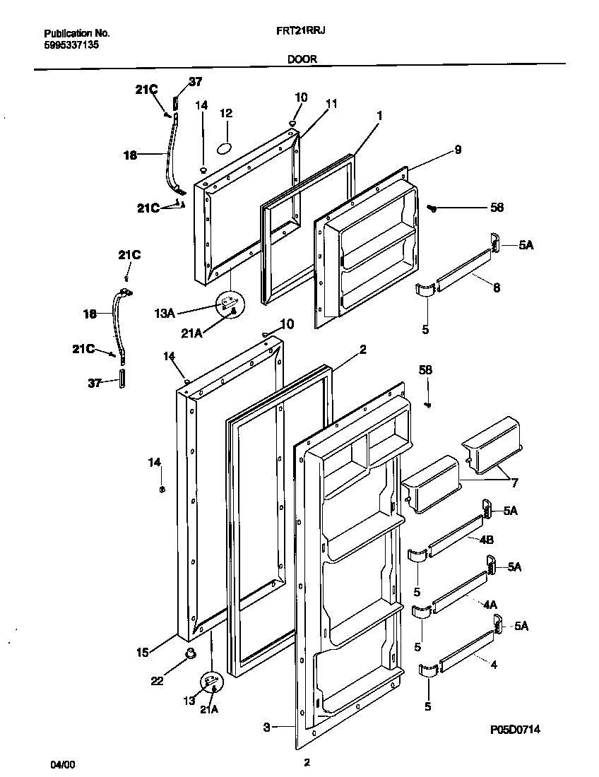 Frigidaire FRT21RRJW0 door diagram