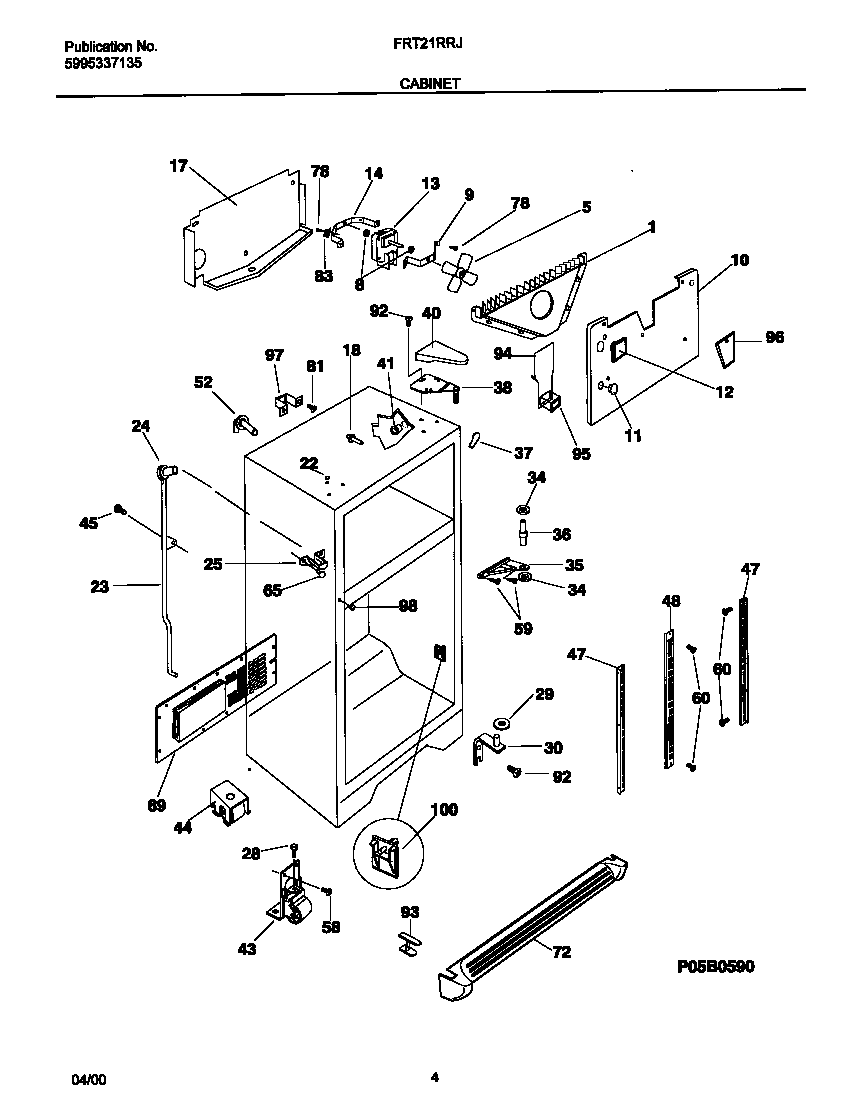 Frigidaire FRT21RRJW0 cabinet diagram