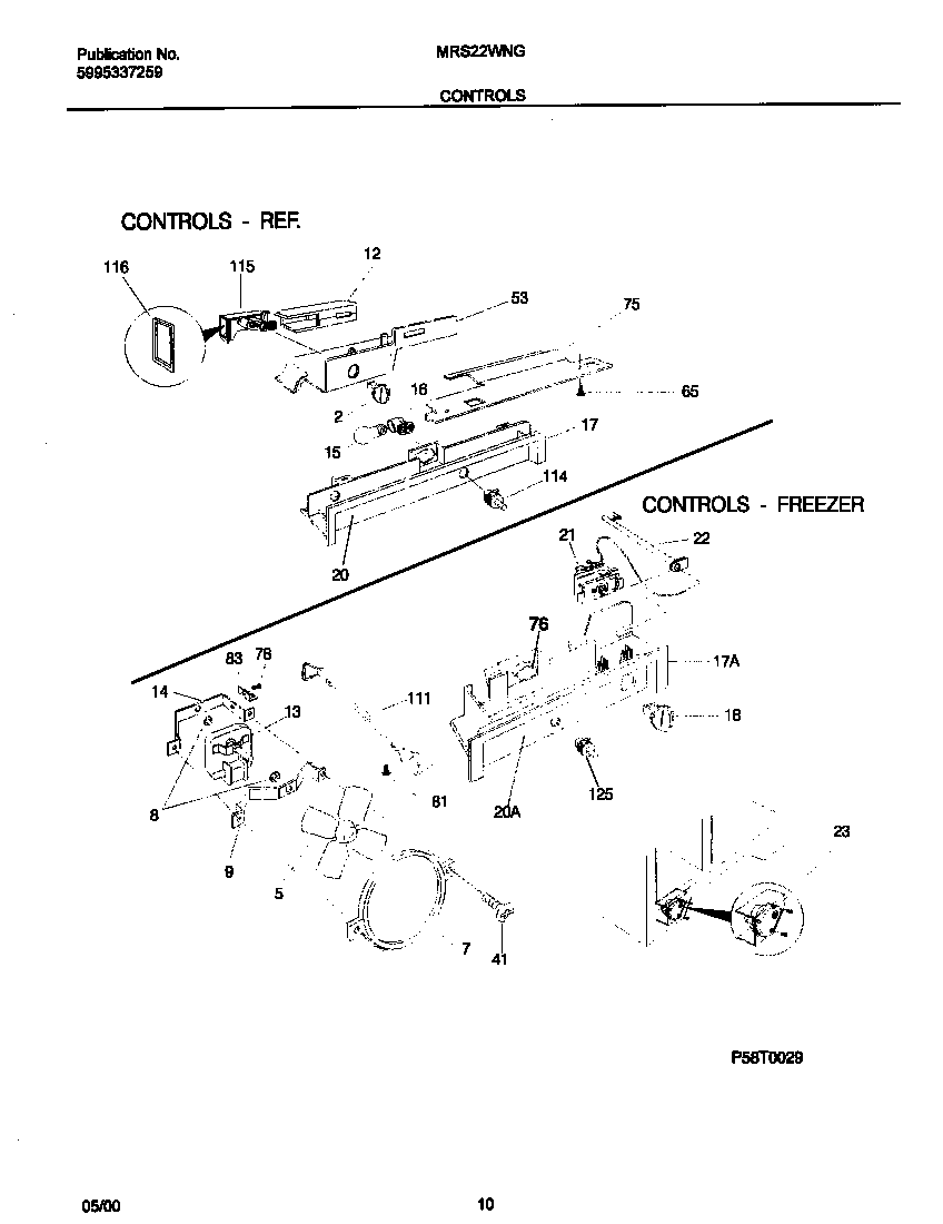 Universal/Multiflex (Frigidaire) MRS22WNGW3 controls diagram