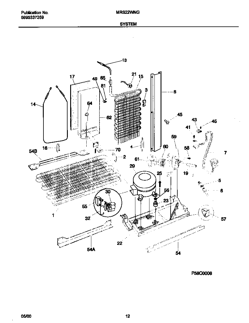 Universal/Multiflex (Frigidaire) MRS22WNGW3 system diagram