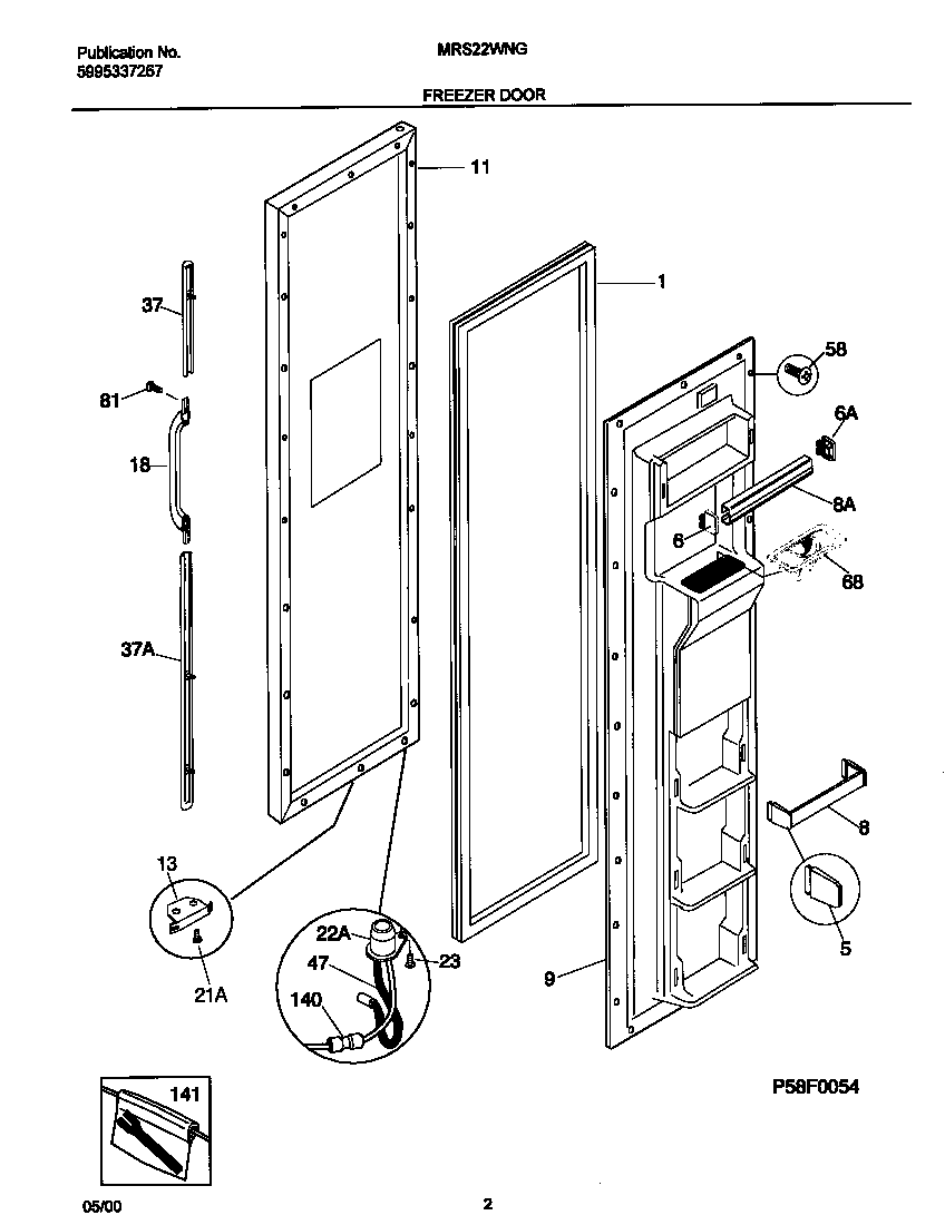 Universal/Multiflex (Frigidaire) MRS22WNGD6 frz door diagram