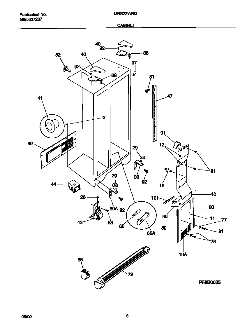 Universal/Multiflex (Frigidaire) MRS22WNGD6 cabinet diagram