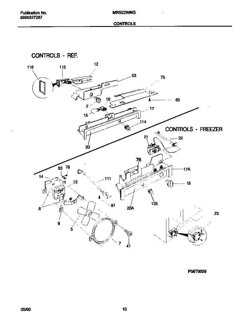 Universal/Multiflex (Frigidaire) MRS22WNGD6 controls diagram