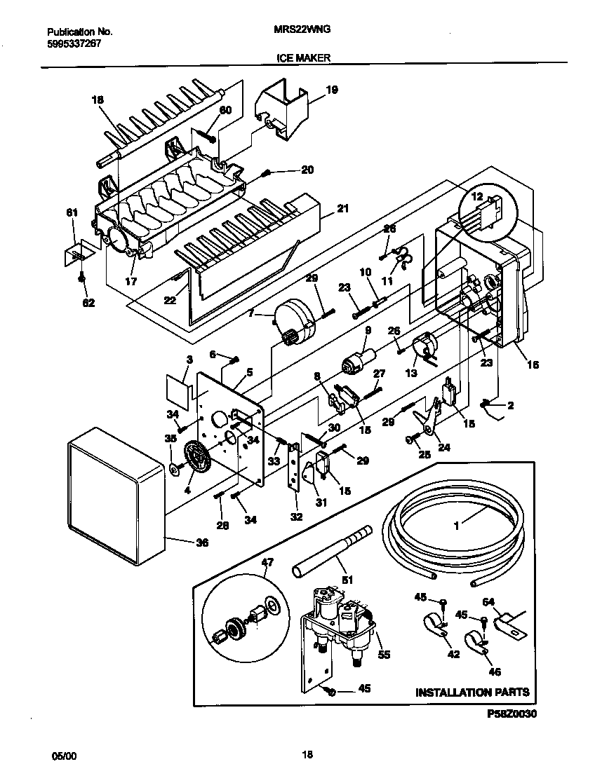 Universal/Multiflex (Frigidaire) MRS22WNGD6 ice maker diagram