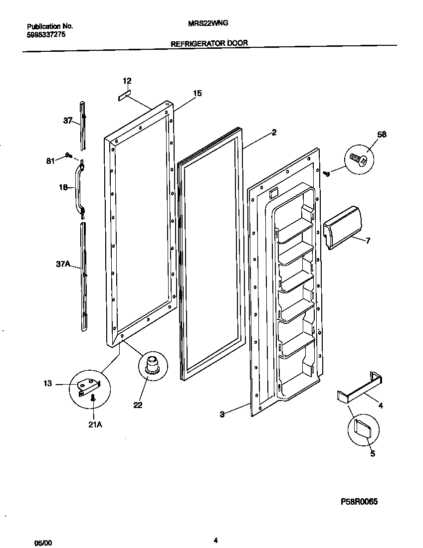 Universal/Multiflex (Frigidaire) MRS22WNGD5 ref door diagram