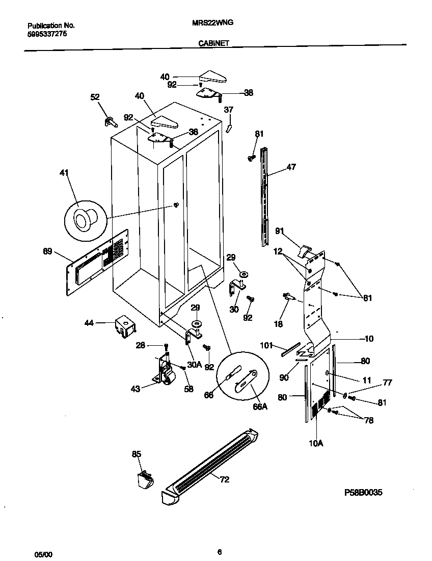 Universal/Multiflex (Frigidaire) MRS22WNGD5 cabinet diagram