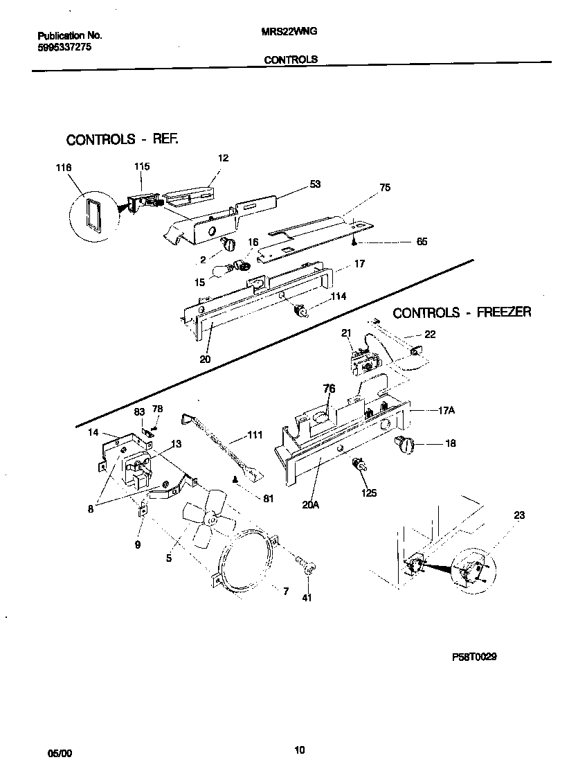 Universal/Multiflex (Frigidaire) MRS22WNGD5 controls diagram