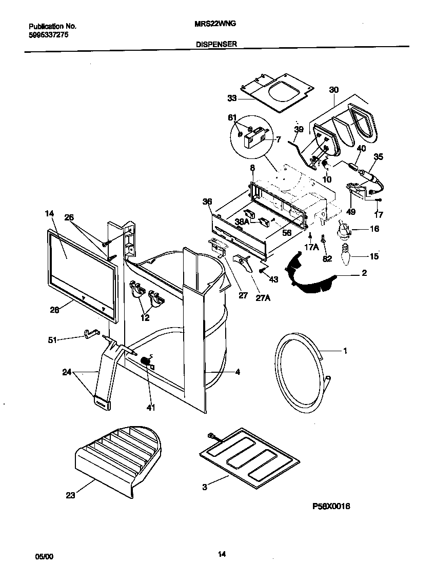 Universal/Multiflex (Frigidaire) MRS22WNGD5 ice and water disp diagram