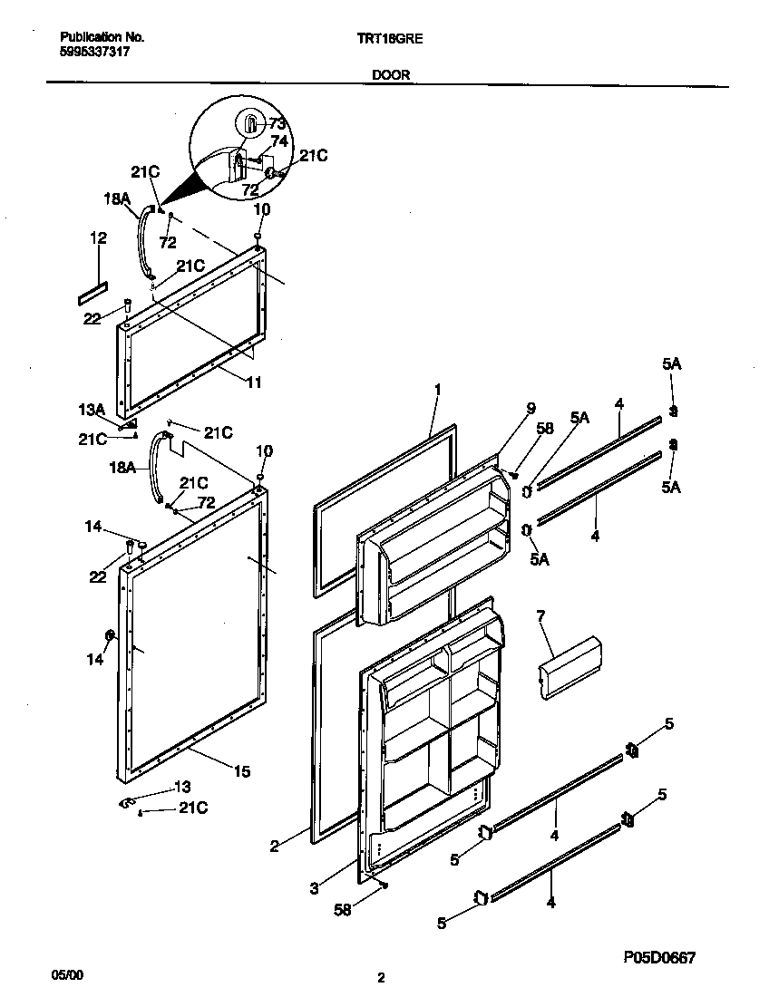 Tappan TRT18GREW7 door diagram
