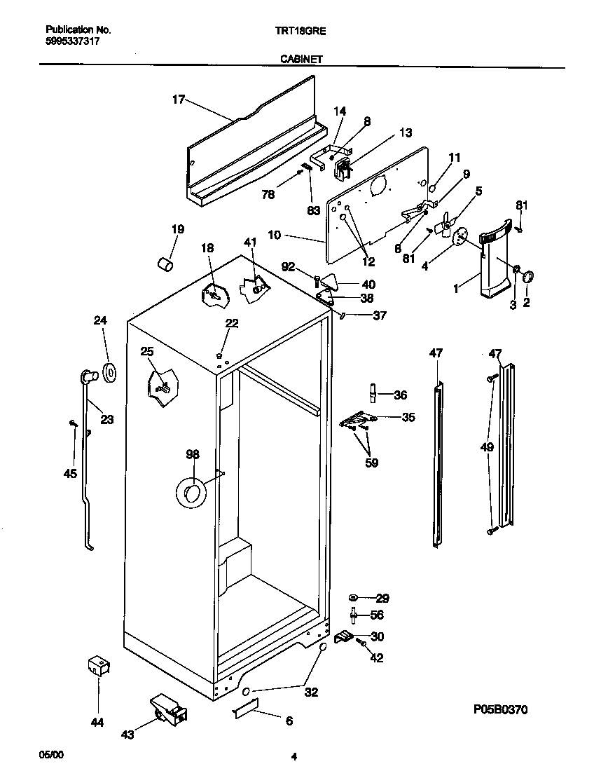 Tappan TRT18GREW7 cabinet diagram