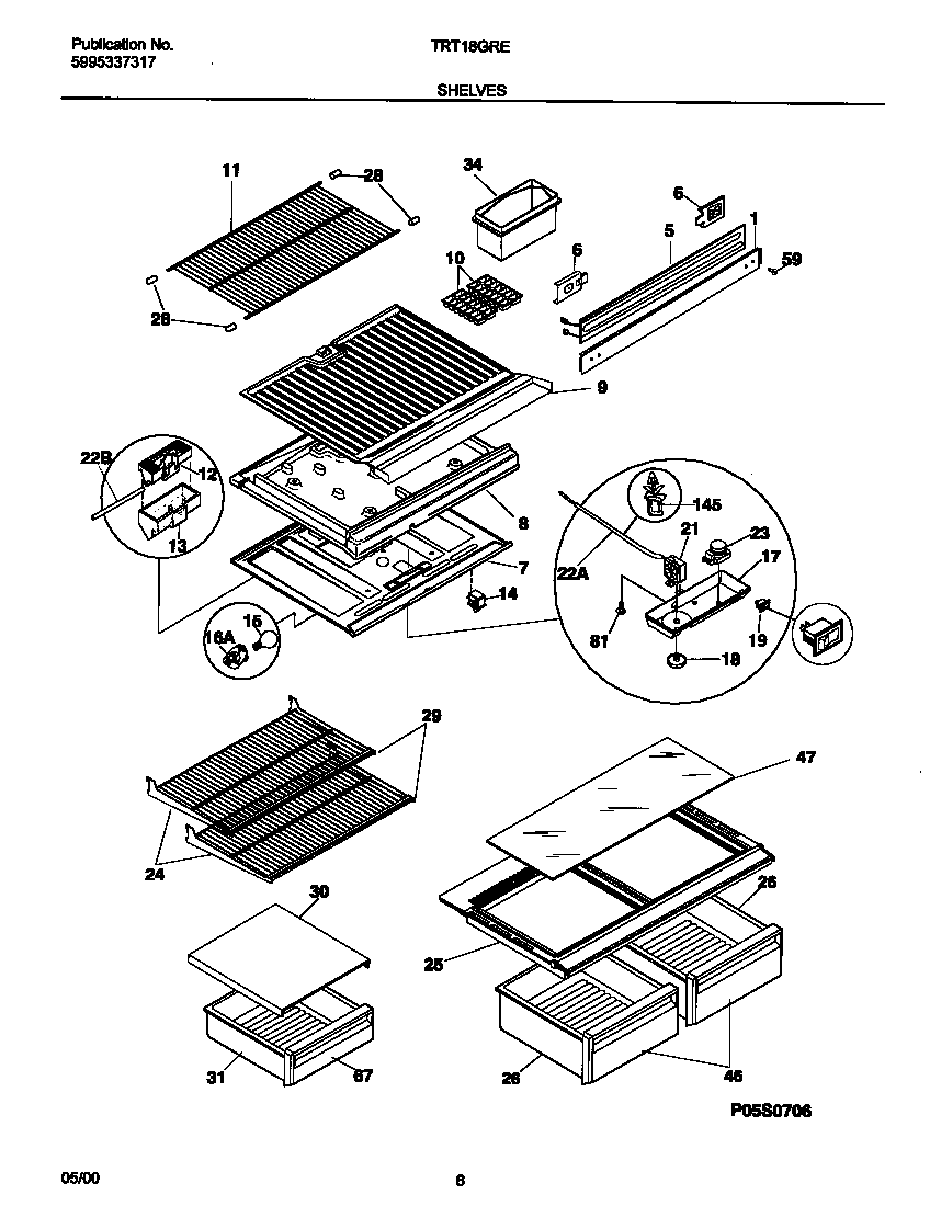 Tappan TRT18GREW7 shelves diagram