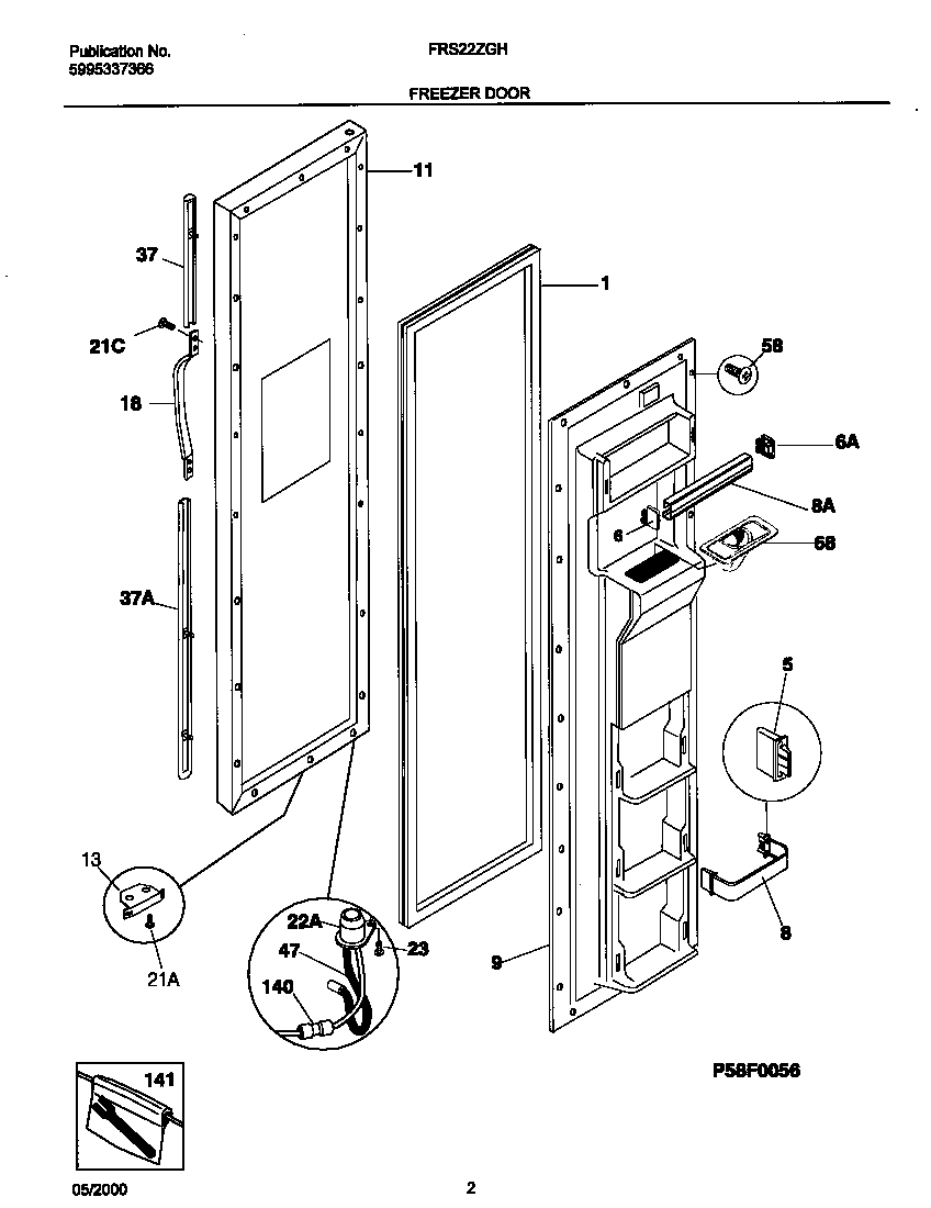 Frigidaire FRS22ZGHB4 frz door diagram