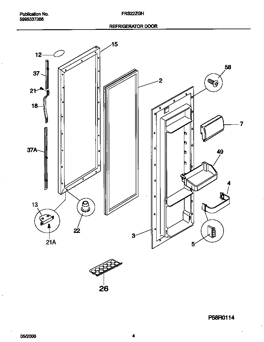 Frigidaire FRS22ZGHB4 ref door diagram