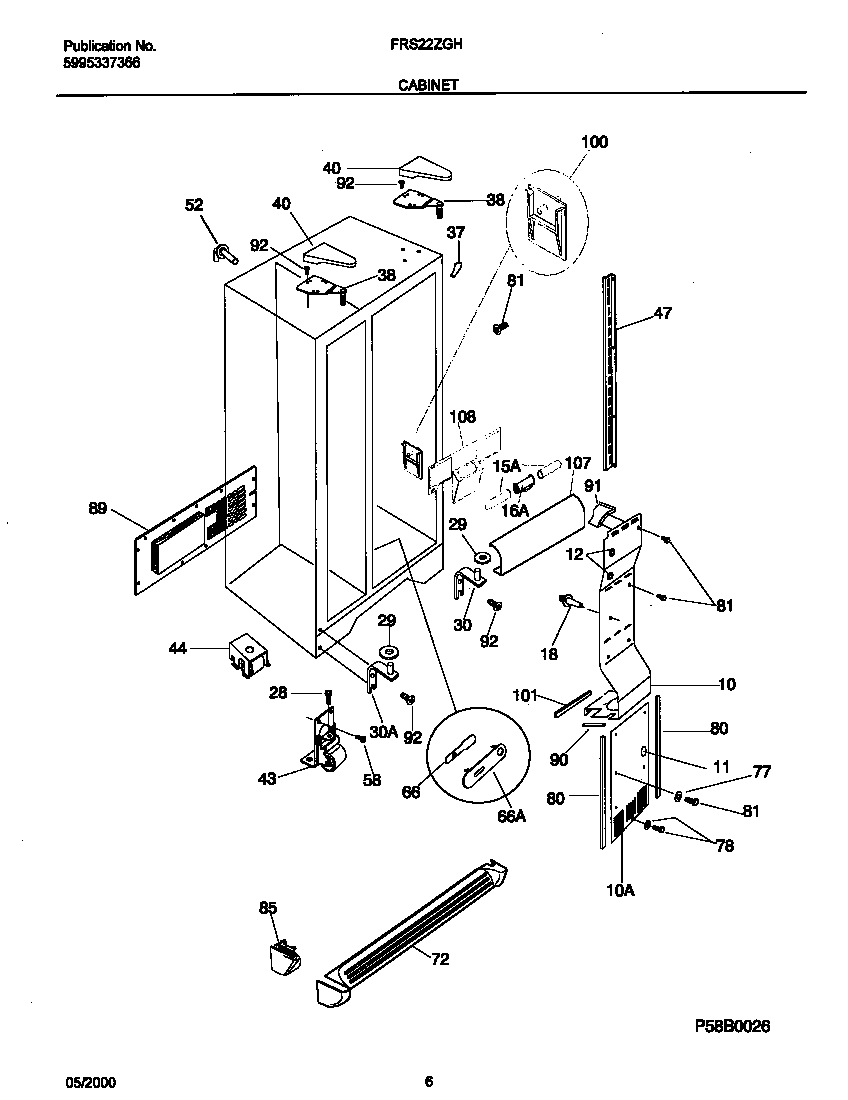 Frigidaire FRS22ZGHB4 cabinet diagram