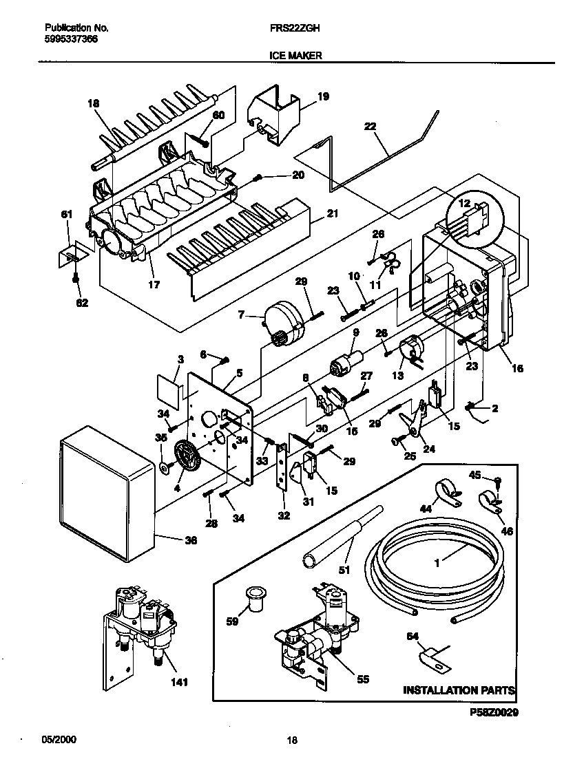 Frigidaire FRS22ZGHB4 ice maker diagram