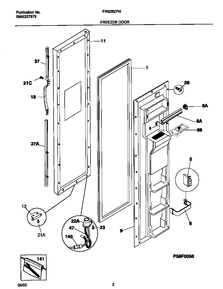 Frigidaire FRS26ZPHD2 frz door diagram
