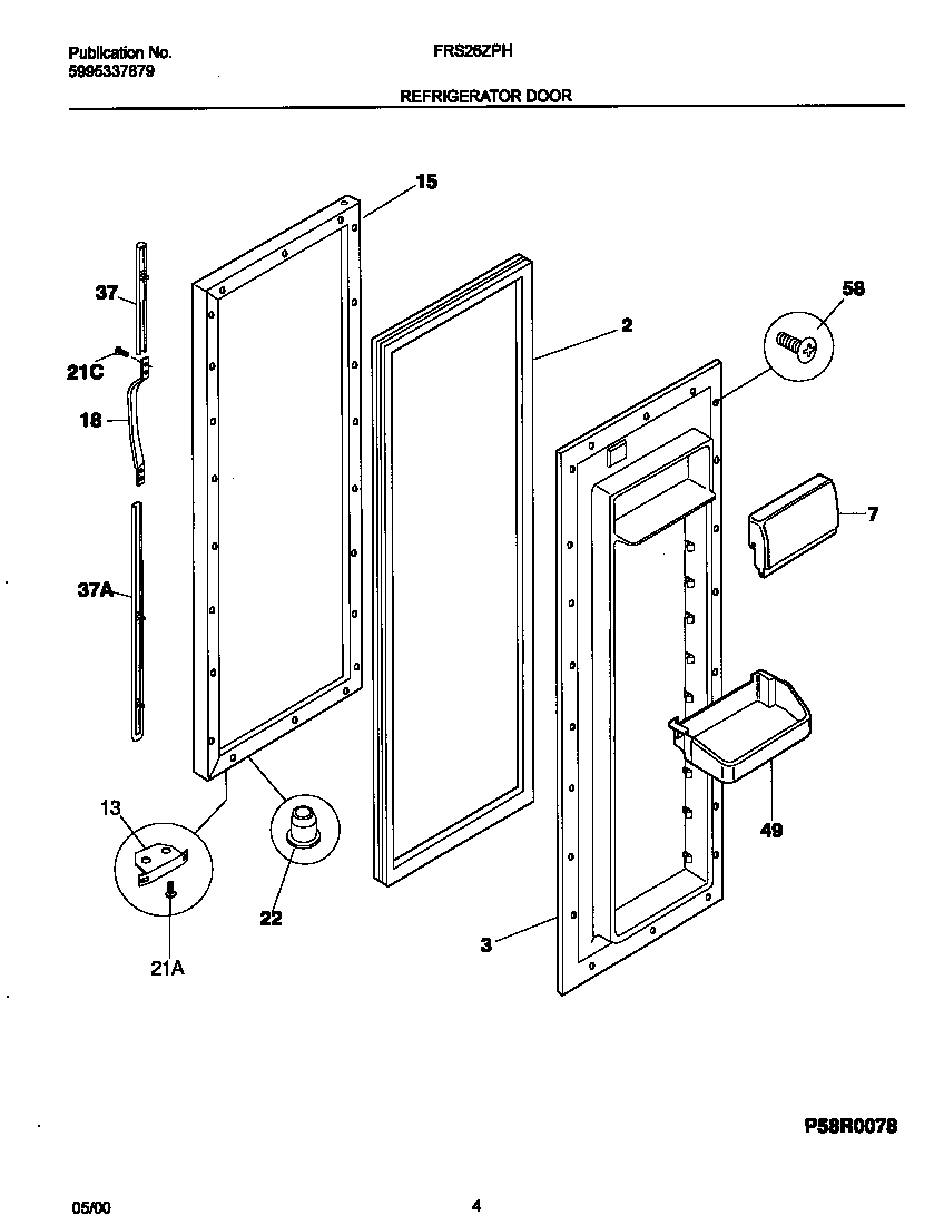 Frigidaire FRS26ZPHD2 ref door diagram