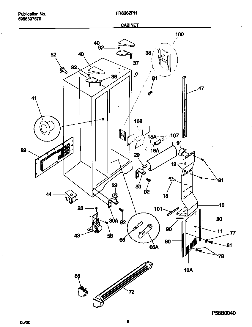 Frigidaire FRS26ZPHD2 cabinet diagram