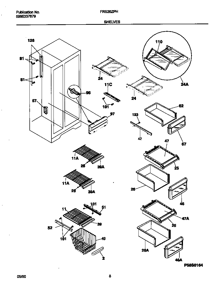 Frigidaire FRS26ZPHD2 shelves diagram