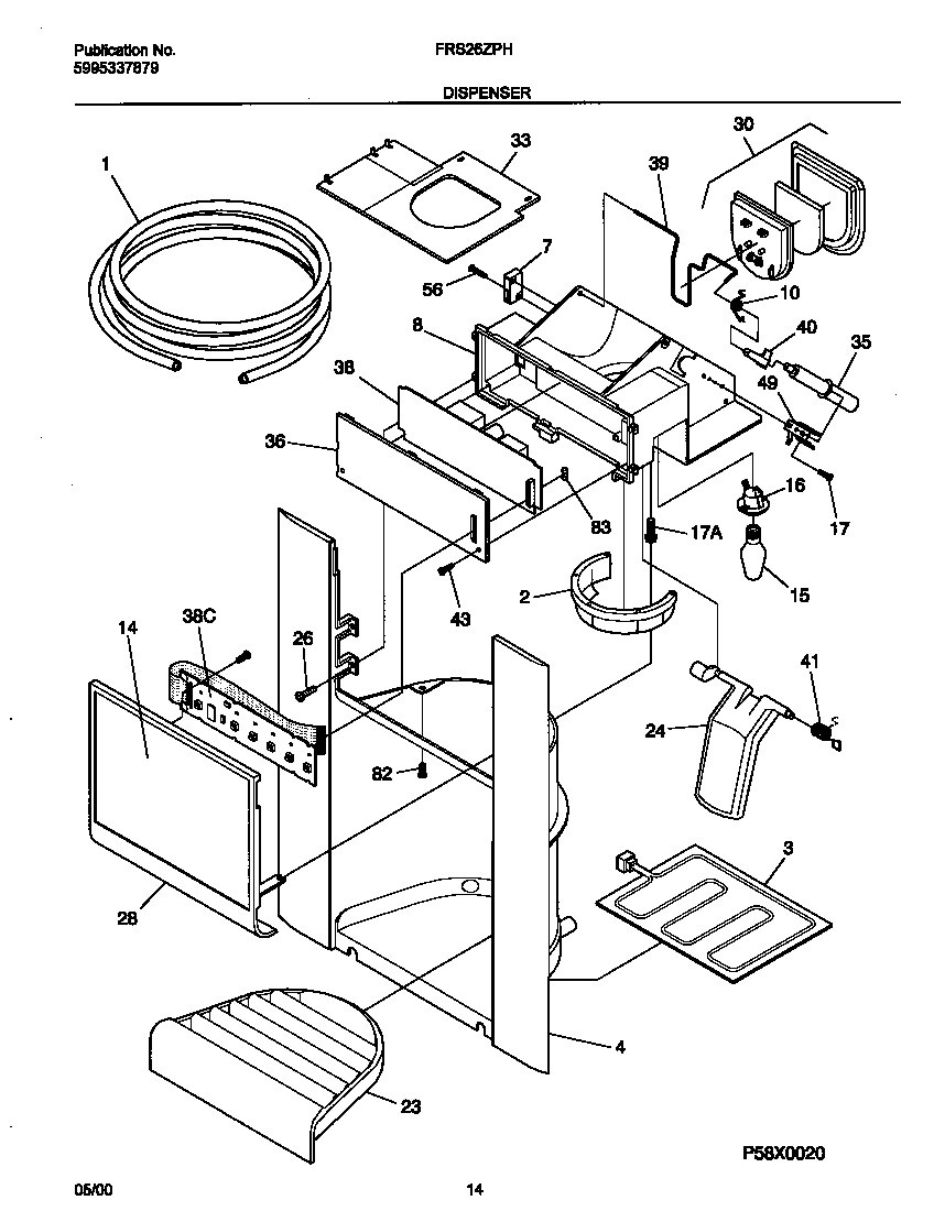 Frigidaire FRS26ZPHD2 ice and water disp diagram