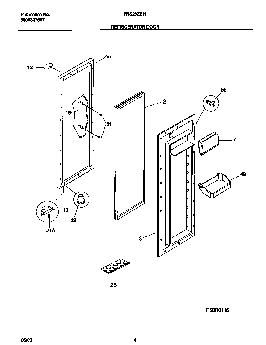 Frigidaire FRS26ZSHB3 ref door diagram