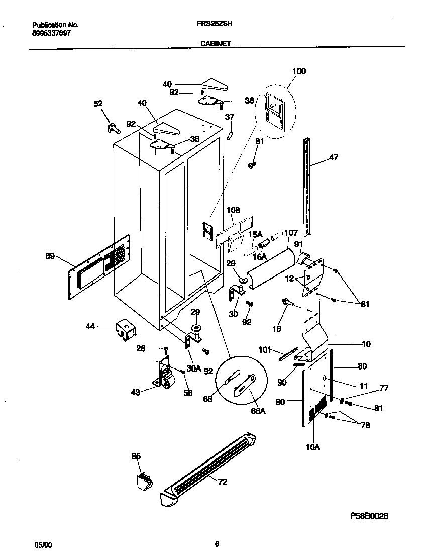 Frigidaire FRS26ZSHB3 cabinet diagram